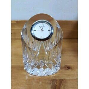 Vtg Marquis Waterford Crystal Column ~5" Small Desk Clock Needs Battery Japan